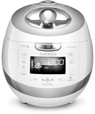 CUCKOO High Pressure Rice Cooker 6-Cup Uncooked / 12-Cup Cooked with Induction Heating Technology, Versatile Rice Maker with 16 Menu Options and Steam Plate, Voice Guide, White (CRP-BHSS0609F)