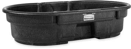 Rubbermaid Commercial Products Stock Tank, 50-Gallons, Structural Foam, Heavy Duty Container, for Livestock/Animal/Cattle Feed & Water, Outdoor Homemade Pool/Hot Tub/Bathtub, & Pet Cleaning/Dog Wash