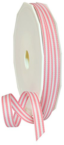 Morex Ribbon Striped Polyester Grosgrain Ribbon, Party Decorations, Gift Wrapping, Fun Patterns, 3/8 by 20 yd., Pink