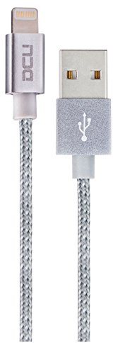 DCU TECNOLOGIC | Cable Cargador | Cable Lightning | Homologado por Apple Inc. | USB 2.0 | Compatible con iPhone, iPad, iPod | Aluminio | 1M | Plateado