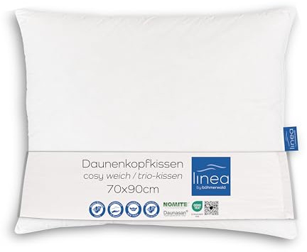 LINEA by Böhmerwald - Cosy - Cuscino Morbido a 3 camere, Interno: 100% Piuma, camere Esterne: 90% piumino/10% Piuma, Anallergico, Lavabile Fino a 60 °C, Prodotto in Germania, 70 x 90 cm