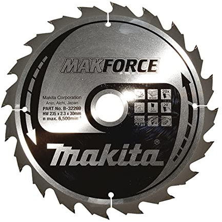 Lame carbure MAKFORCE Ø235 mm 20D pour bois - MAKITA B-32269