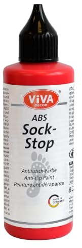 Viva Decor® ABS strumpa stopp (82 ml, röd) stopp för strumpor – halkfria noppor för strumpor – strumpor stopp – halkskydd för strumpor – ABS-färg – tillverkad i Tyskland