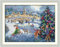 YEESAM ART Unstamped Cross Stitch Kits for Adults, Christmas Tree Celebration 14ct Counted Unprinted Embroidery Kit Needlework Wall Art Decor