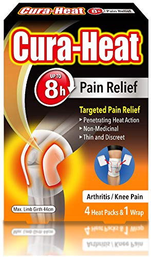 Cura-Heat Arthritis Pain Relief for Knee - 4 Heat Packs and 1 Wrap