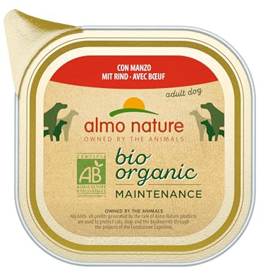 Almo Nature Bio Organic Maintenance Lot de 32 boîtes de pâtée pour Chiens avec bœuf 32 x 100 g