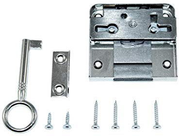 SN-TEC Aufschraubschloss/Möbelschloss/Schrankschloss, Dornmaß: 35mm, (Gesamttiefe 54mm), rechts/links/LAD verwendbar incl. Schließblech incl. Montagematerial