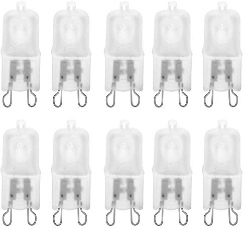 12Vmonster 10 Pack Frosted Lense Dimmable Q50/G9/FR/120V G9 JCD 50 Watt 120 Volt T4 JD Type Halogen Speciality Lighting Light Bulb Appliance Oven Range Hood G9 JCD Down Lamp Chandelier Sconce Fixture