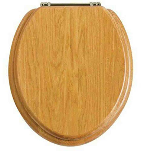 Heritage Oak Toilet Wood WC Seat complete with Soft Close Hinges FOA101SA