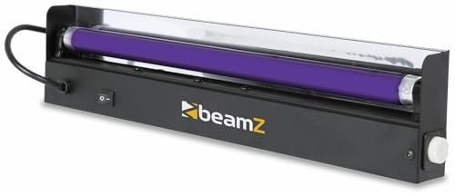 BeamZ UV Licht Röhre Schwarzlicht Party Schwarzlichtlampe UV-Leuchtstoffröhre 45 cm mit Armatur, Schwarzlicht Strahler UV Light für Neonpartys oder Halloween Dekoration