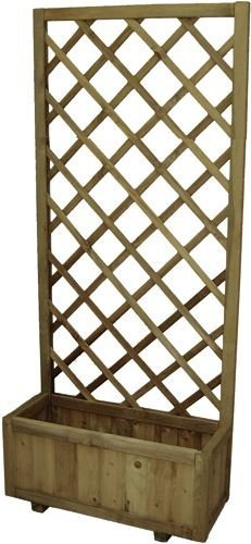 FIORIERA CON PANNELLO GRIGLIATO IN LEGNO IMPREGNATO 75x30x180H cm.