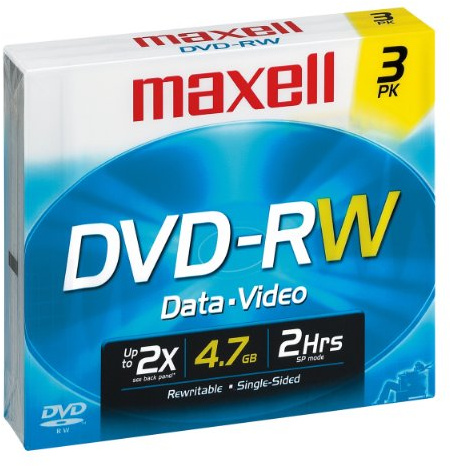 Maxell 635123 4.7GB Dvd-RW 3pc(s) Blank Dvd - Blank DVDs (4.7 GB, Dvd-RW, 3 pc(s), 120 min)