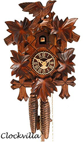 Original Schwarzwälder Geschnitzte Kuckucksuhr von Clockvilla mechanisch Vogel neu aus dem Schwarzwald