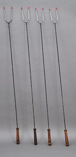 KUHEIGA 4 Stck. Grillspiess Spitze Edelstahl Mit Holzgriff für Feuerschale/Feuerkorb