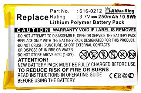 Akku-King Akku kompatibel mit Apple 616-0212 - Li-Polymer 250mAh - für iPod Shuffle 1. Generation, iPod Shuffle MB226LL/AiPOD, MB228LL/AiPOD
