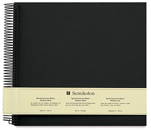 Semikolon 352918 Spiral Album Economy Medium - 23x22,3 cm - Fotoalbum, 40 Seiten schwarz, Fotobuch, black schwarz