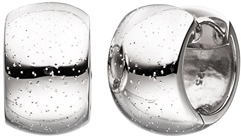 Jobo Damen-Creolen breit aus 925 Sterling Silber mit Glitzer-Effekt