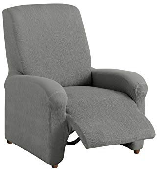 Textilhome Relaxsessel Bezug 1-Sitzer Jacquard Stretchhusse für Relaxsessel, Elastischer Relaxsesselbezug & Überzug, Sesselschoner Waschbar, Grey 70–100 cm