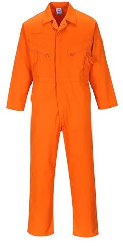 Portwest C813 Liverpool Work Overalls Mens Boiler Suit Polycotton Coveralls Protective Painters Overalls 8 Pocket Action Back Workwear for Mechanics Construction, Regular, Orange, XXL