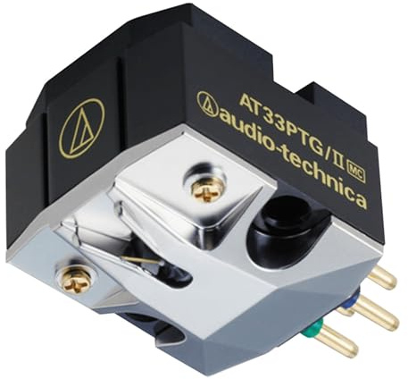 Audio Technica AT33PTG/2 - Cartucho de Bobina móvil Dual (Negro/Plateado)
