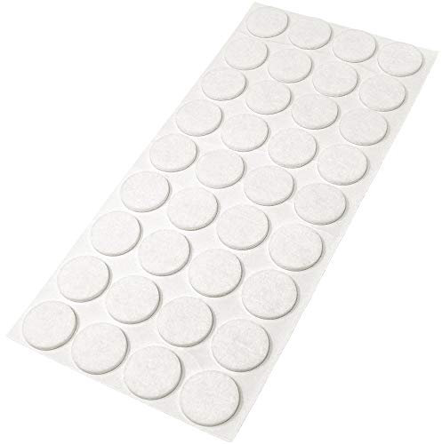 Adsamm® / 36 x deslizantes de Fieltro autoadhesivos/Blanco/ø 24 mm/Redondo/Deslizantes de Fieltro para Muebles de 3,5 mm de Grosor/Deslizantes para Muebles y Suelos
