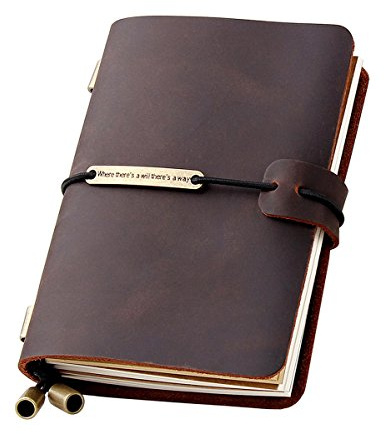 Robrasim Refillable Handmade Travelers Notebook, Leather Travel Journal Notebook for Men & Women, Perfect for Writing, Gifts, Travelers, Small Size 5.2 x 4 Inches - Coffee