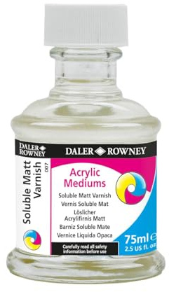 Daler-Rowney Acrylic Medium, Glass Jar, 2.54oz - 75 ml, Matt Soluble Varnish