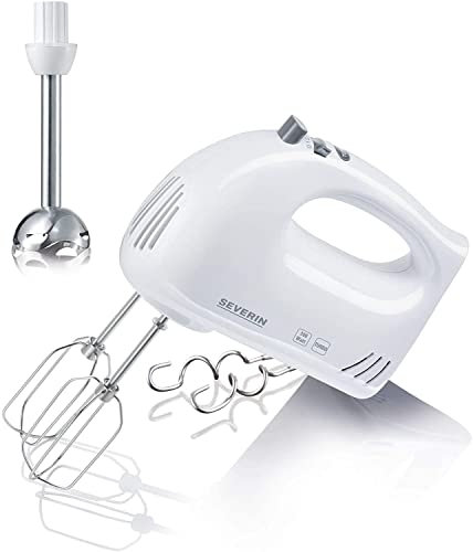 Severin S73822 Handmixer mit Stabmixer-Aufsatz, ca. 300 W, HM 3822, weiß/grau