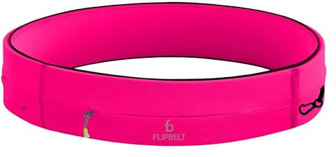 FlipBelt Zipper - Laufgürtel für Handy & kleines Zubehör - Sport-Bauchtasche für Damen und Herren - L - Rosa (Hot Pink)