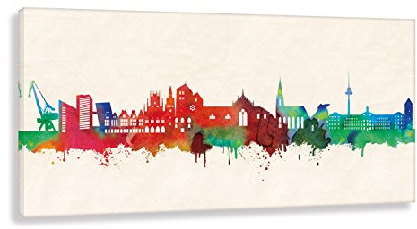 Münster Skyline Farbe (div. Größen) Street Art Wandbild Leinwanddruck Schlafzimmerbild Kunst (30x60cm)