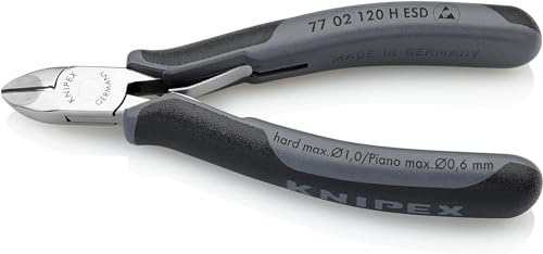 KNIPEX Elektronik-Seitenschneider mit eingesetzter Hartmetallschneide ESD mit Mehrkomponenten-Hüllen 120 mm, 77 02 120 H ESD