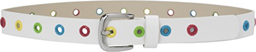 Playshoes Unisex barnbälte med färgglada nitar, 1 – vit, 75 cm