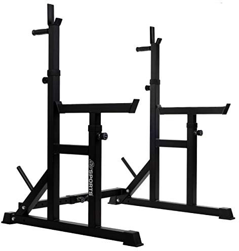 ScSPORTS® Langhantelständer - mit Dip Station, Verstellbar, bis 150kg Belastbar, Stahl, in Schwarz - Multi Squat Rack, Kniebeugenständer, Hantelständer, Verstellbare Langhantelablage für Bankdrücken