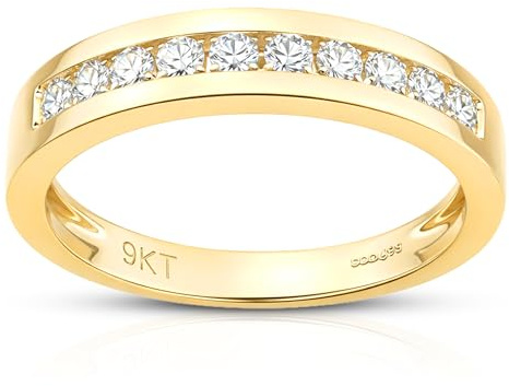 Citerna Yellow Gold Ring - Premium Quality Gold Eternity Engagement Rings Embellished with Cubic Zirconia - Stunning and Durable Gold Rings for Women - Branded Box Included