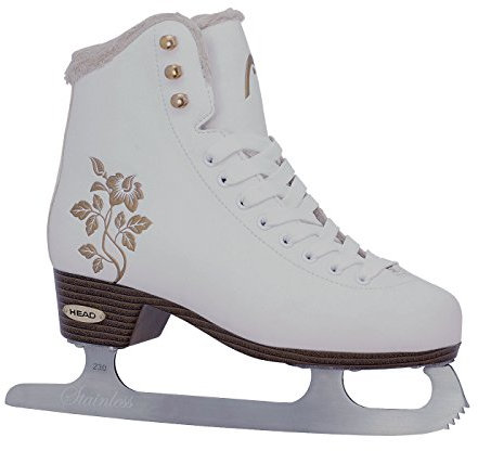 Head Eiskunstlauf Schlittschuhe Opal I Knöchelpolster I Damen Schlittschuhe mit Edelstahlkufe I Floral-Design I ideal für Einsteigerinnen - Weiß (Gr. 41)