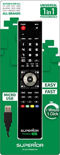 SUPERIOR ZRL “Freedom Micro-USB” 1in1 SUPTUB001 - Mando a Distancia Universal Smart, programable con su PC, para controlar Cualquier Aparato, Negro (1:1)