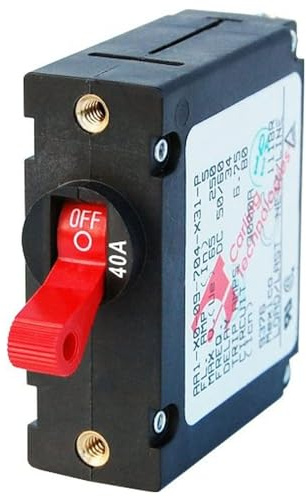 Blue Sea Systems 7225 A-Series Red Toggle Single Pole 40A Circuit Breaker