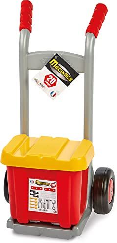 Jouets Ecoiffier - 2381 - Diable + boîte à outils pour enfants - Mecanics - Jeu de bricolage - Jeu d'imitation - 20 pièces - Dès 18 mois - Fabriqué en France, Brun