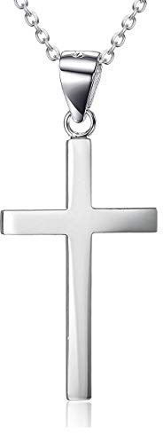YAFEINI 925 Sterling Silver Cross Pendant Necklace with 18 Chain Religious Cruxifix Gifts for Women Girls Boy(Cross necklace 18 inches)