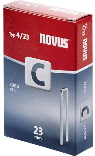Novus Schmalrückenklammern 23 mm, 2000 Klammern, Typ C4/23, Befestigung von Profilhölzern, Paneelen und Holzfaserplatten