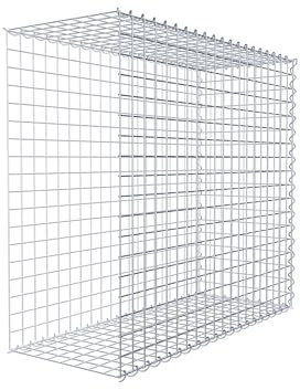 GABIONA Cesta de piedra de gavión rectangular, malla de 5 x 5 cm, profundidad de 40 cm, cesta de cultivo tipo 2, cierre de espiral, galvanizado (100 x 90 x 40 cm)