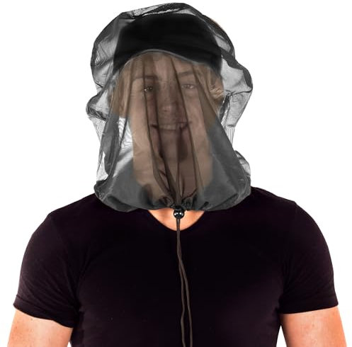 Midge Head Net with Adjustable Drawstring & Toggle - Ultra Fine 600 Holes/Sq Inch Mosquito Insect Protection - Lightweight and Compact for Outdoor Activities - Perfect for Scottish Highlands