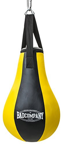 Bad Company Boxbirne I Vinyl Punching-Ball Maisbirne gefüllt (15 kg) hängend inkl. Nylon-Aufhängung zur Deckenbefestigung I Gelb