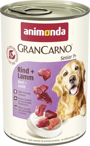 Nourriture pour chien GranCarno Senior d’animonda, nourriture humide pour chien de plus 7 ans, bœuf + agneau, 6 x 400 g