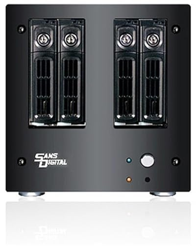 Sans Digital AccuNAS 64-Bit 4-Bay iSCSI and NAS Windows/MAC/Linux Files Shared Dual Gigabit Server - Black (AN4L+B)