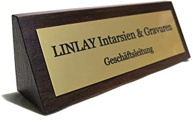 Tischnamensschild Nussbaum/Eiche personalisierbar Aufsteller Namensschild für Schreibtisch incl. Beschriftung