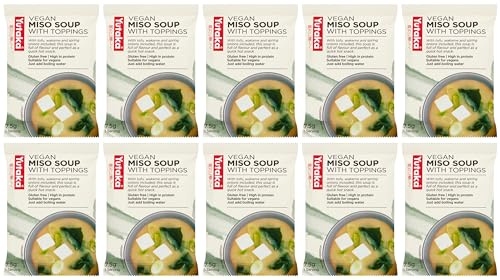 Yutaka - Instant Vegan Miso Soup with Toppings, 7.5g, Pack of 10 - with Spring Onion, Tofu & Wakame Seaweed - Gluten-Free, High in Protein - Vegan-Friendly, Quick & Easy to Prepare