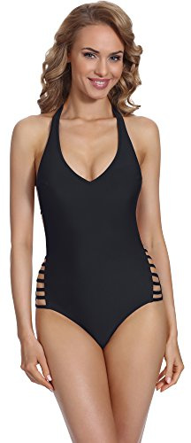 Merry Style Traje de Baño Entero 1 Pieza Monokini Bañador Mujer P607BLC (Negro, EU(40)=ES(40))