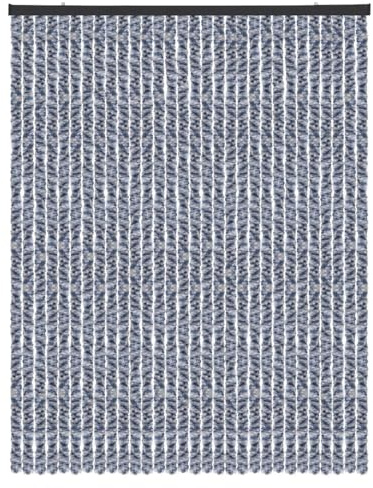 Fluffy Curtain, Meliert blau - weiß - silber, 120 x 200 cm