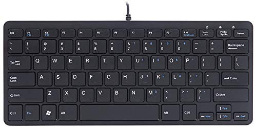 R-Go Kompakte Ergonomische Tastatur - QWERTY (US) Natürliche Tastatur mit flacher Oberfläche - Verkabelte USB-tastatur mit kompakte Design - Leichter Tastenanschlag - LED - Schwarz
